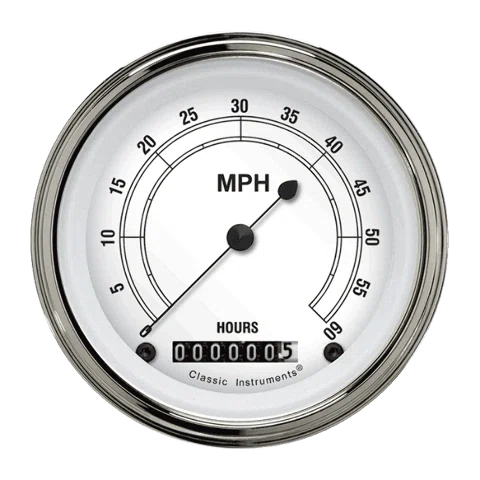Classic White 3 3_8_ Low Speed Speedometer LSCW